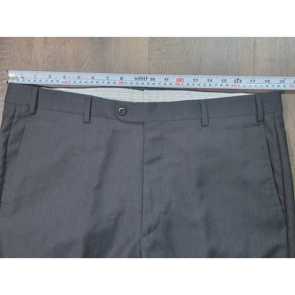 Zanella Nordstrom Todd Trousers Mens 36 Charcoal Grey Wool Pinstripe Italy